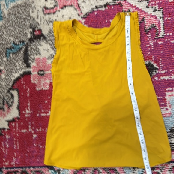 Lululemon Fast As Light Tank *Frilled Cropped Mustard Yellow Sleeveless Top - Picture 5 of 5